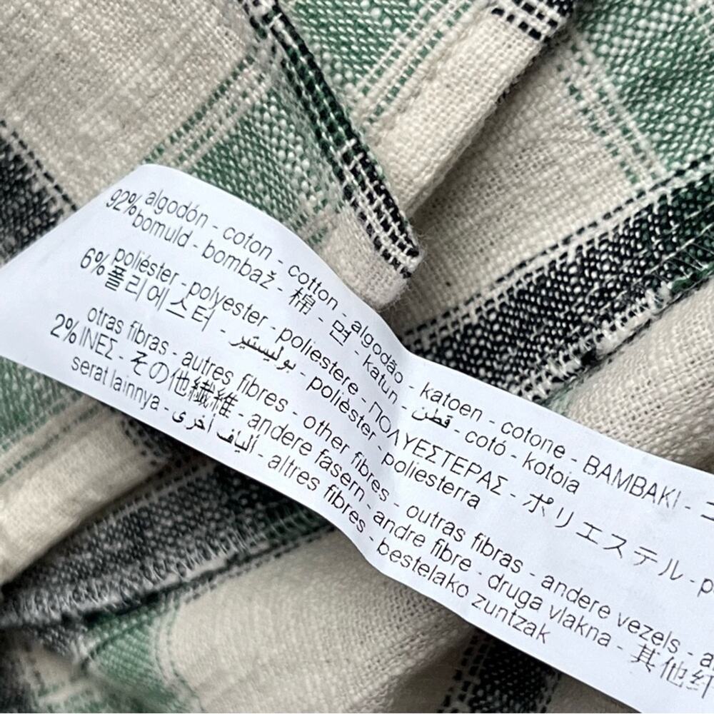 ZARA Green Cream Plaid Oversized Button Down Overshirt Shacket Womens Size Large - Picture 6 of 10